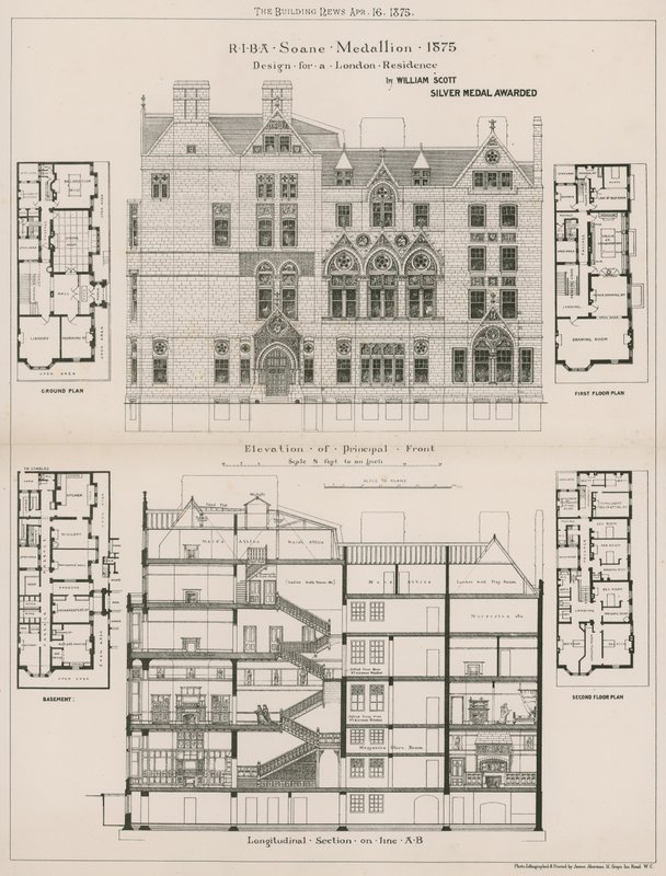 Entwurf für eine Londoner Residenz von William Scott von English School