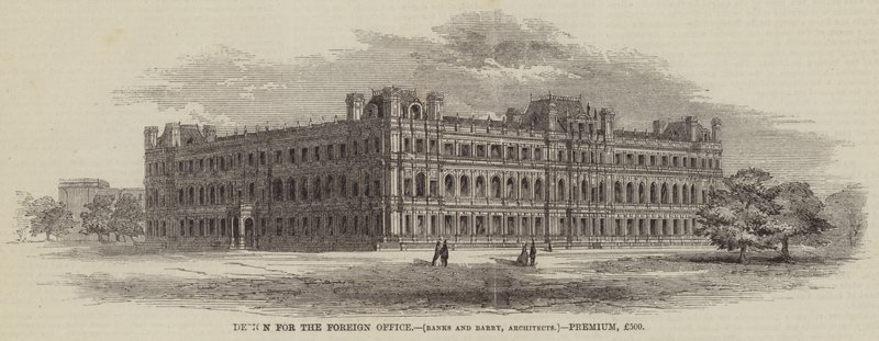 Entwurf für das Außenministerium, Banks und Barry, Architekten, Prämie, £500 (Gravur) von English School