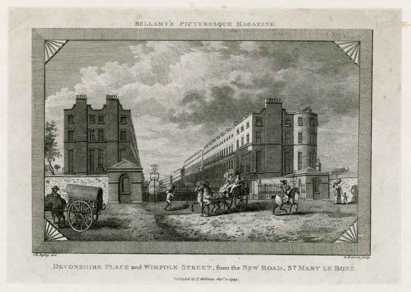 Devonshire Place und Wimpole Street von der New Road, St Marylebone von English School