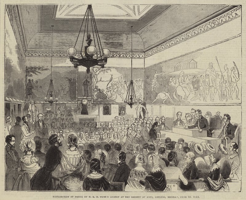 Preisverleihung durch HRH Prinz Albert bei der Society of Arts, Adelphi, Montag, 10. Juni 1844 von English School