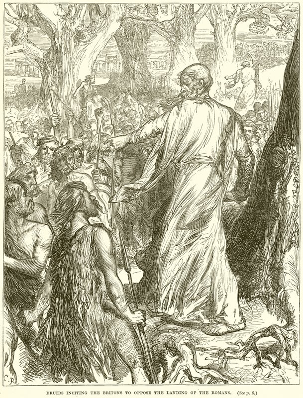 Druiden hetzen die Briten gegen die Landung der Römer auf von English School