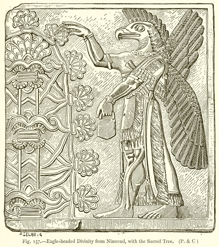Adlerköpfige Gottheit aus Nimrud, mit dem heiligen Baum von English School