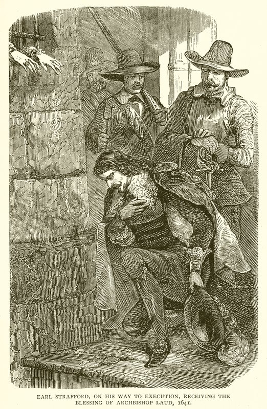 Earl Strafford auf dem Weg zur Hinrichtung, erhält den Segen von Erzbischof Laud, 1641 von English School