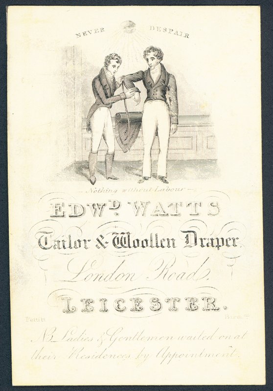 Edward Watts, Schneider und Wollwarenhändler, Visitenkarte von English School