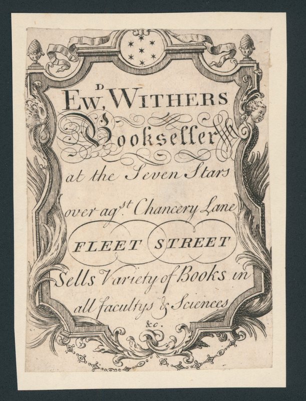 Edward Withers, Buchhändler, Chancery Lane, Fleet Street, Visitenkarte von English School