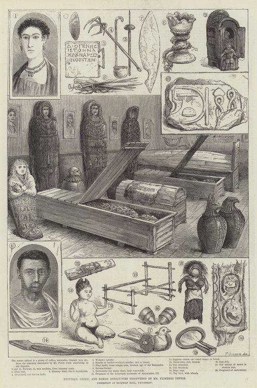 Ägyptische, griechische und römische Antiquitäten entdeckt von Mr. Flinders Petrie von English School