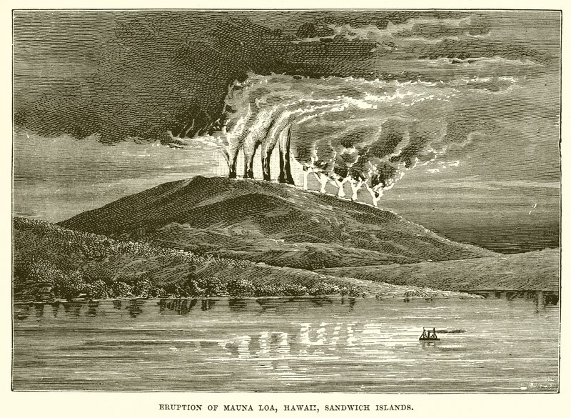 Ausbruch des Mauna Loa, Hawaii, Sandwichinseln von English School
