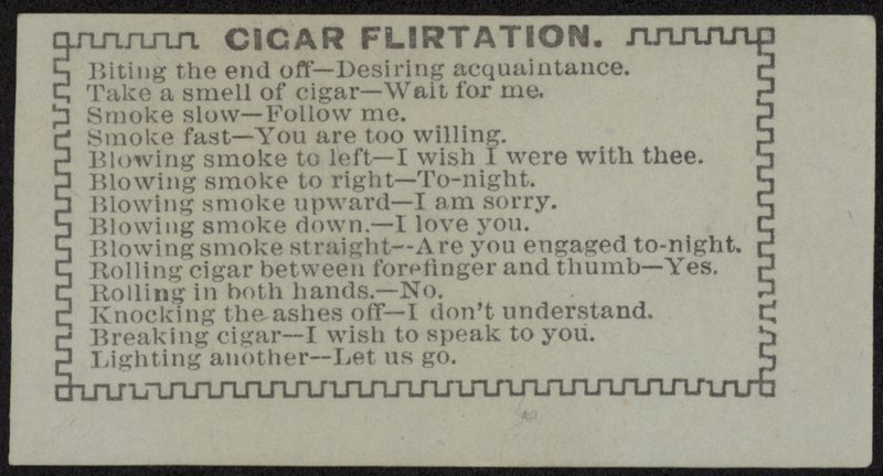 Begleitkarte mit dem Titel Zigarrenflirtation von English School