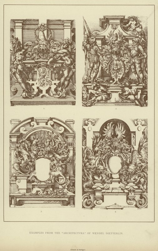 Beispiele aus der "Architectvra" von Wendel Dietterlin von English School