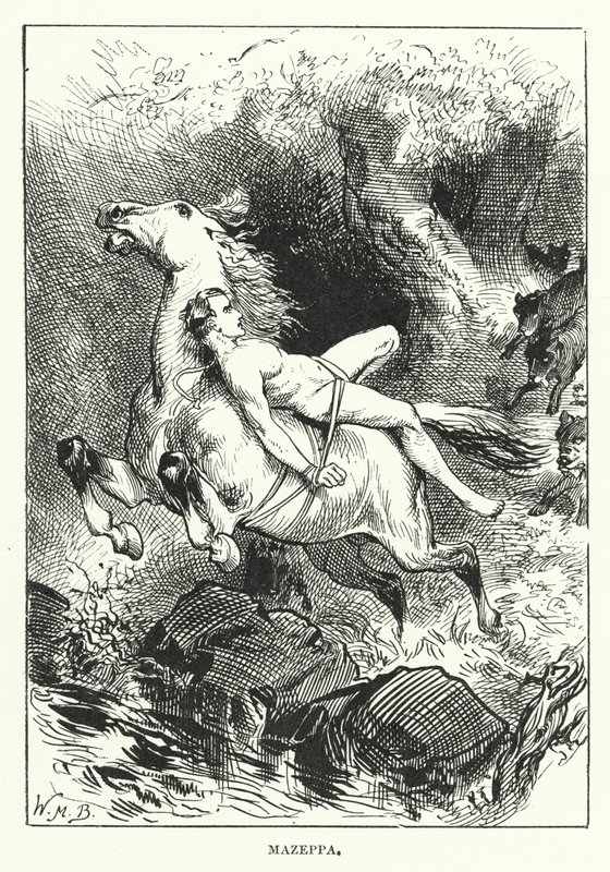 Berühmte Ritte: Mazeppa (Gravur) von English School