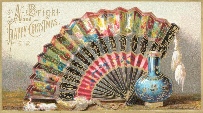 Fächer mit Etui, Weihnachtskarte von English School