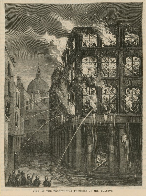 Brand in der Buchbinderei von Mr. Egleton von English School