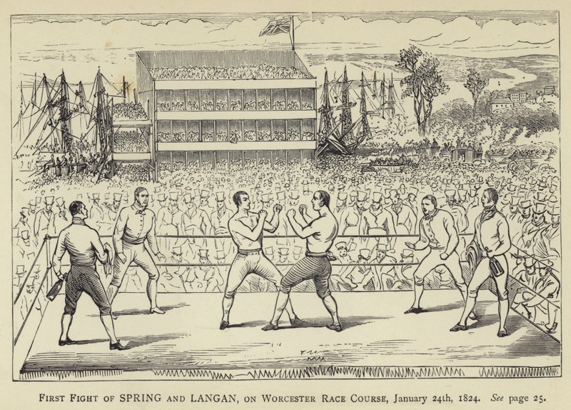 Erster Kampf von Spring und Langan, auf der Worcester-Rennbahn, 24. Januar 1824 von English School