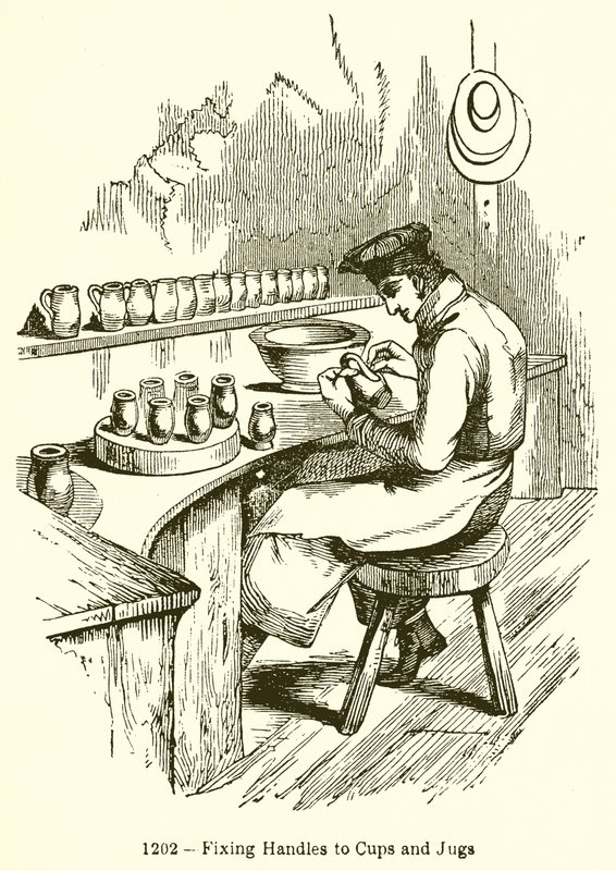 Anbringen von Griffen an Tassen und Krüge von English School
