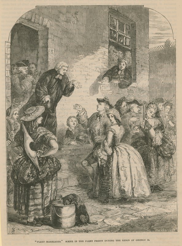 Fleet-Ehen; Szene im Fleet-Gefängnis während der Herrschaft von König George II von English School