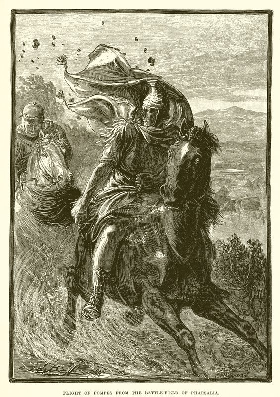 Flucht von Pompeius vom Schlachtfeld von Pharsalia von English School