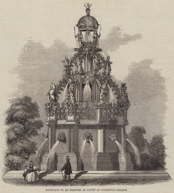 Brunnen vor dem Holyrood Palace (Gravur) von English School