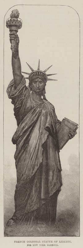 Französische Kolossalstatue der Freiheit für den Hafen von New York von English School