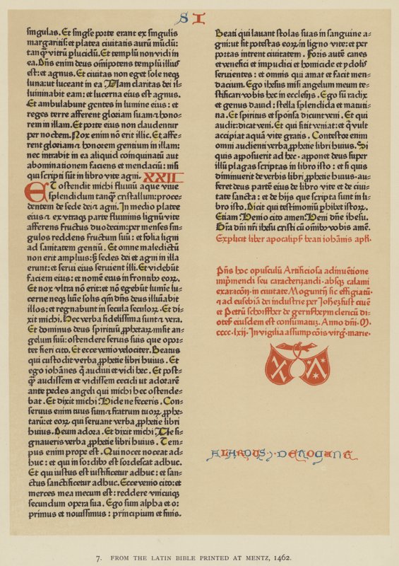Aus der lateinischen Bibel, gedruckt in Mentz von English School