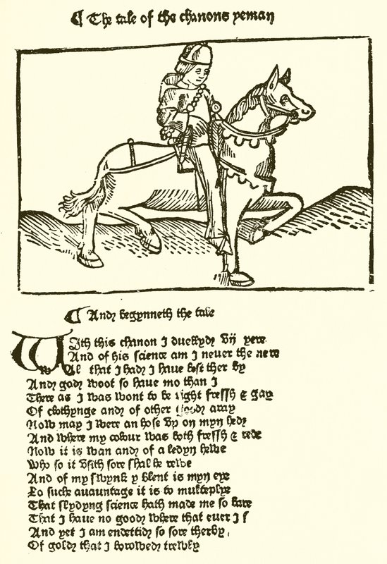 Aus der zweiten Ausgabe von Chaucers Canterbury Tales, gedruckt von Caxton von English School