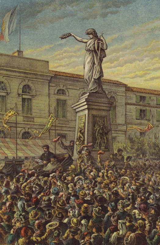Garibaldi enthüllt das Mentana-Denkmal in Mailand von English School