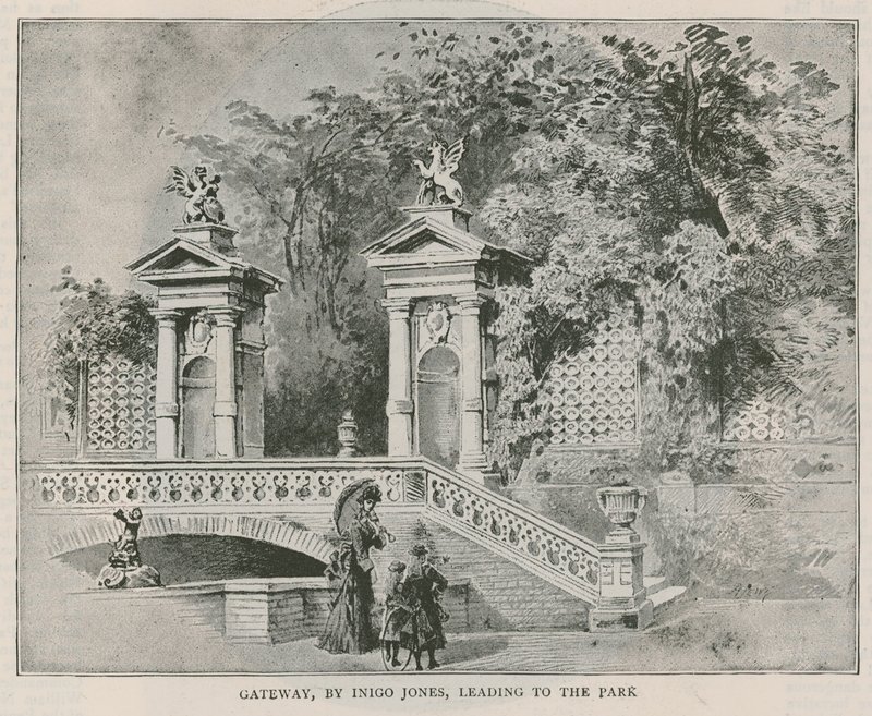 Tor von Inigo Jones, das zum Park führt, Holland House von English School