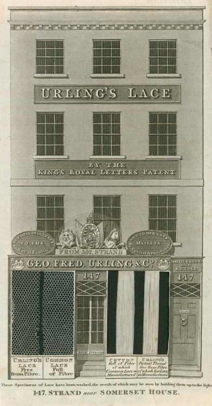 George Frederick Urling & Co, Spitzenverkäufer, 147 Strand, nahe Somerset House, London von English School