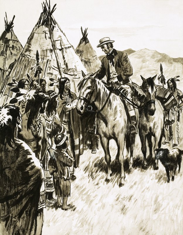 George Peabody hatte den Mut, unter den Indianern zu reiten von English School