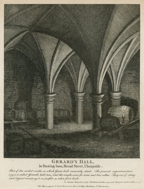 Gerards Hall in Basing Lane, Bread Street, Cheapside von English School
