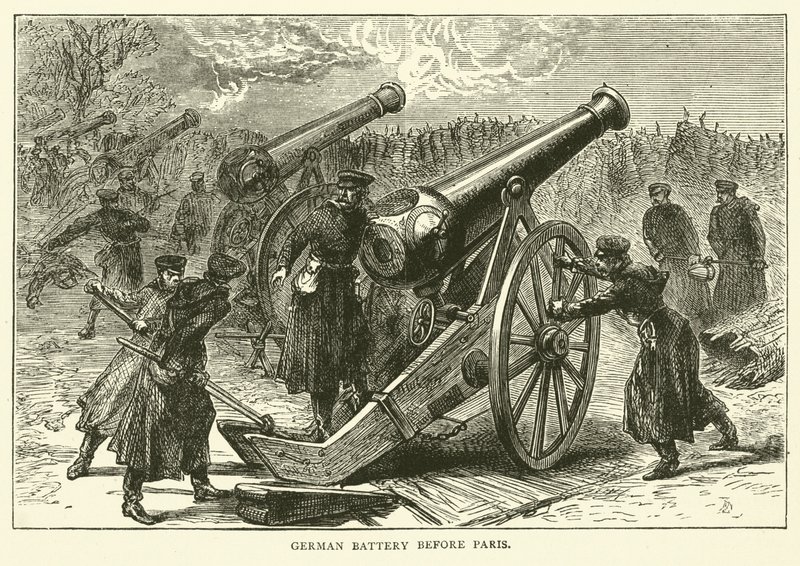 Deutsche Batterie vor Paris, Januar 1871 von English School