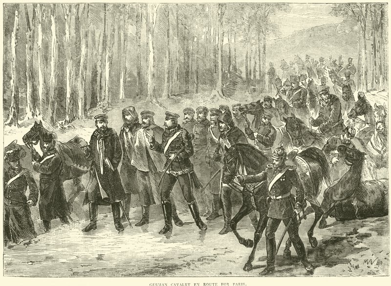 Deutsche Kavallerie auf dem Weg nach Paris, Oktober 1870 von English School