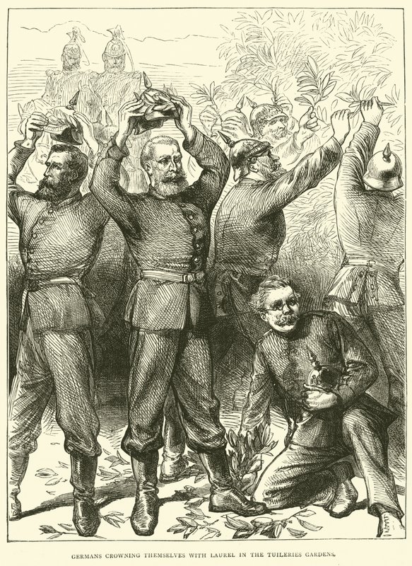 Deutsche krönen sich mit Lorbeer im Tuileriengarten, März 1871 von English School