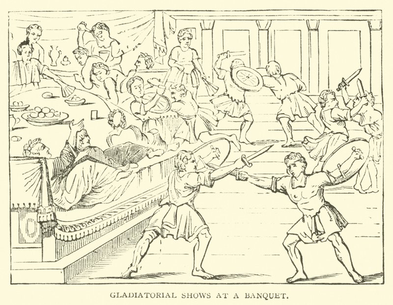 Gladiatorenspiele bei einem Bankett von English School