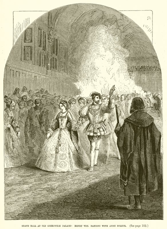 Großer Ball im alten Greenwich-Palast: Heinrich VIII. tanzt mit Anne Boleyn von English School