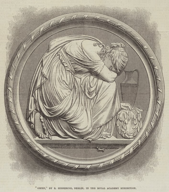 "Trauer" von R Siemering, Berlin, in der Ausstellung der Königlichen Akademie (Gravur) von English School