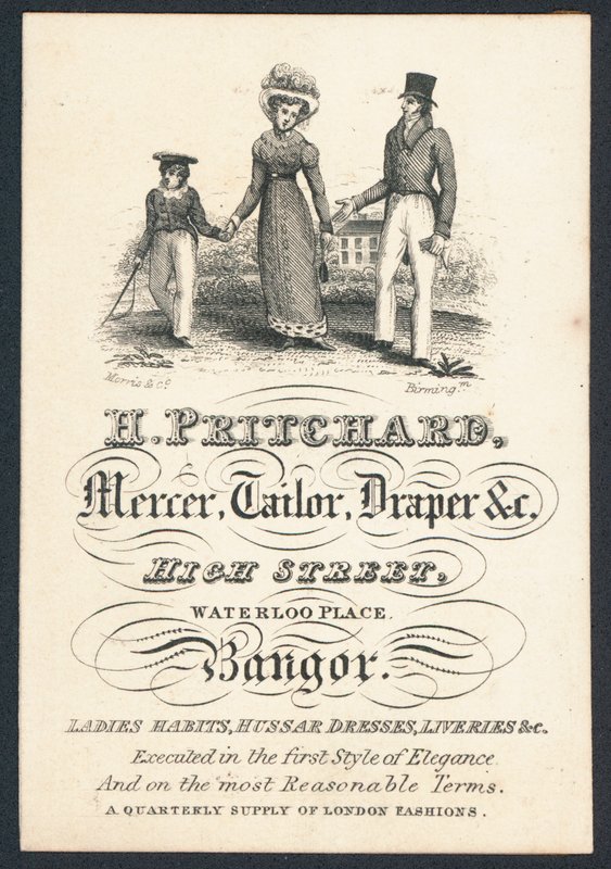 H Pritchard, Tuchhändler, Schneider und Tuchhändler, Visitenkarte von English School