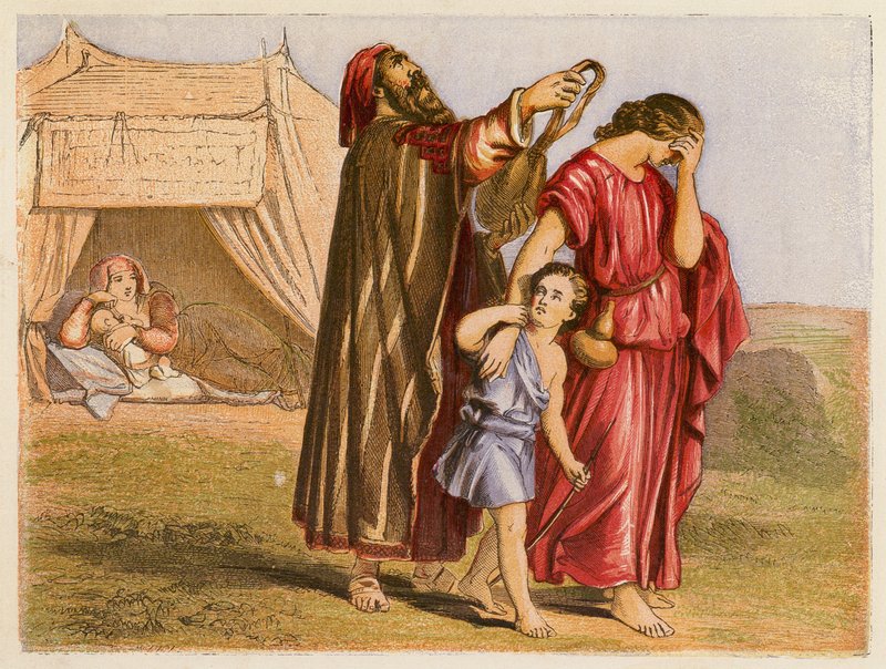 Hagar und Ismael (Farblithografie) von English School