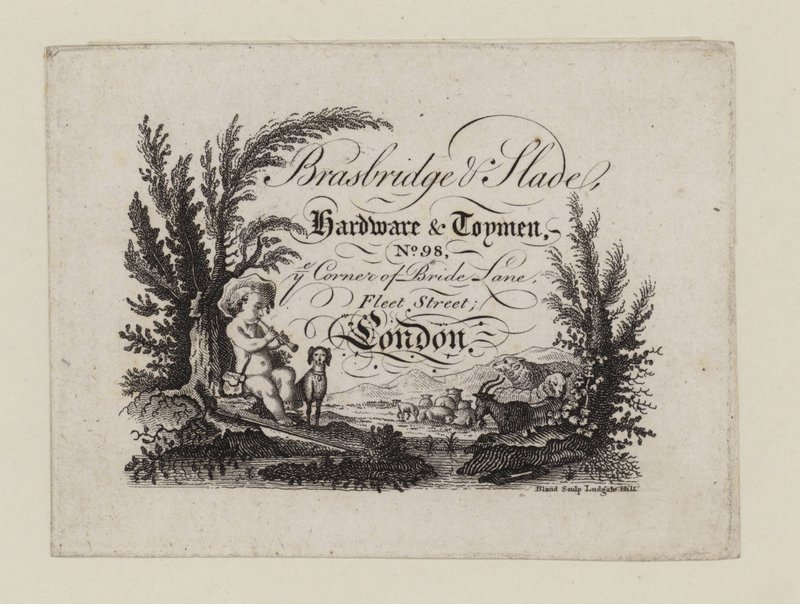 Eisenwaren- und Spielzeughändler, Brasbridge und Slade, Visitenkarte von English School