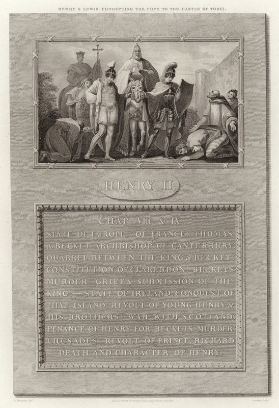 Heinrich und Ludwig führen den Papst zur Burg von Torci von English School