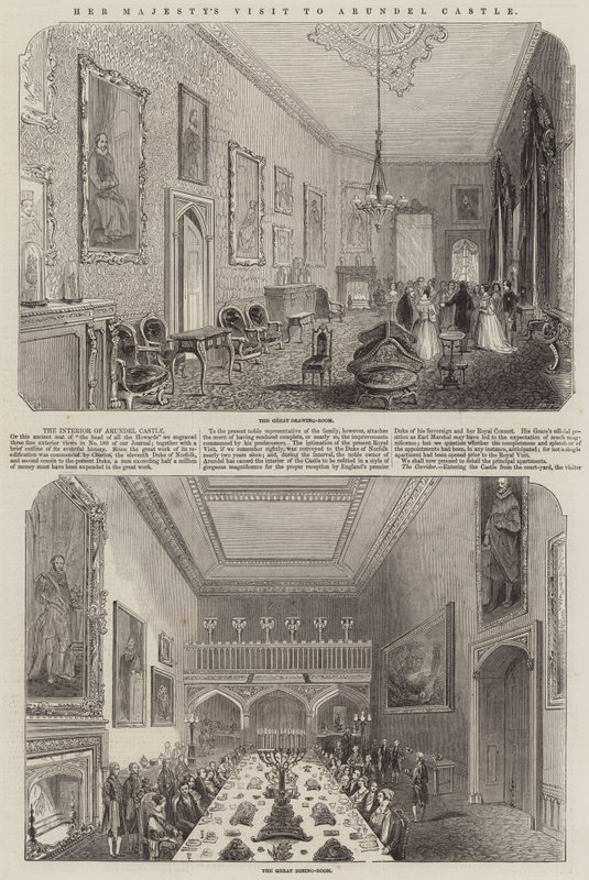 Der Besuch Ihrer Majestät im Arundel Castle (Stich) von English School
