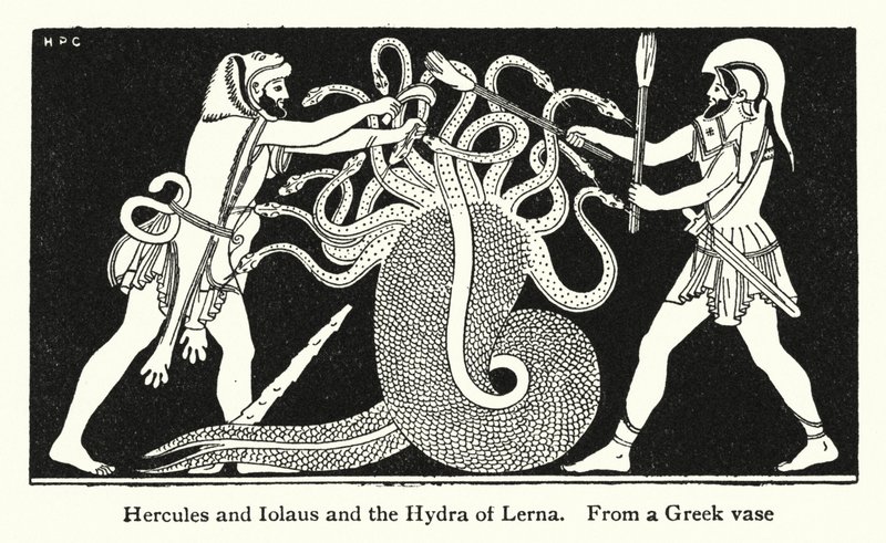 Herkules und Iolaus und die Hydra von Lerna von English School