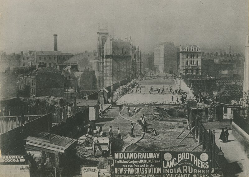 Holborn-Viadukt im Bau 1869 von English School
