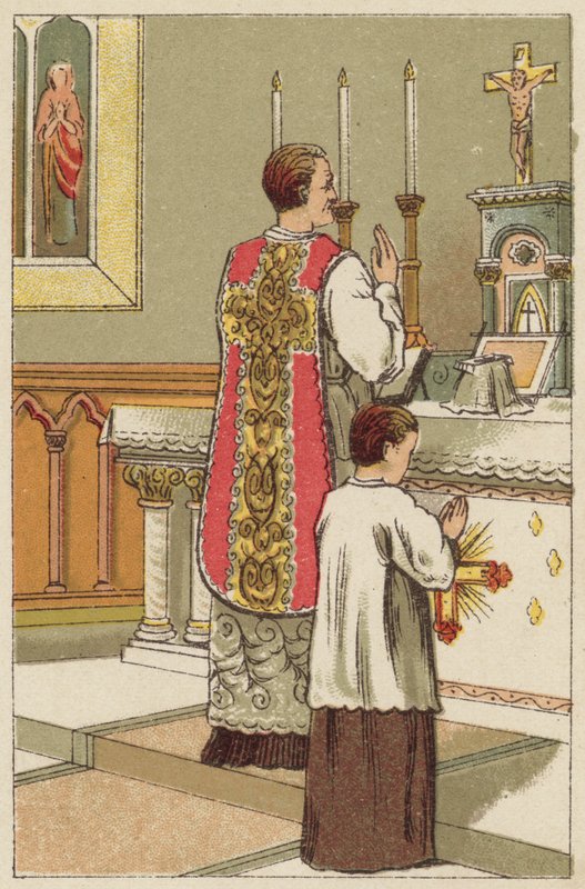 Heilige Messe (Farblithografie) von English School