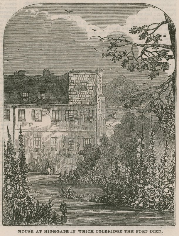 Haus in Highgate, London, in dem der Dichter Samuel Coleridge starb von English School