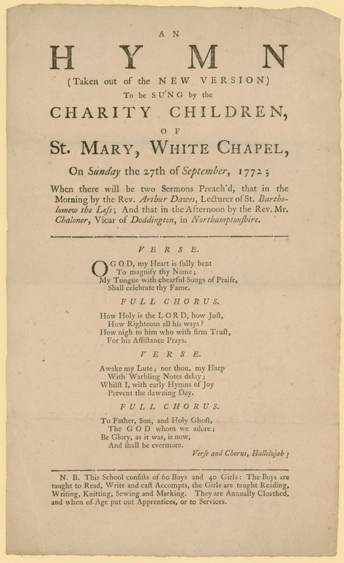 Hymne, die von den Wohltätigkeitskindern von St. Mary gesungen wird von English School