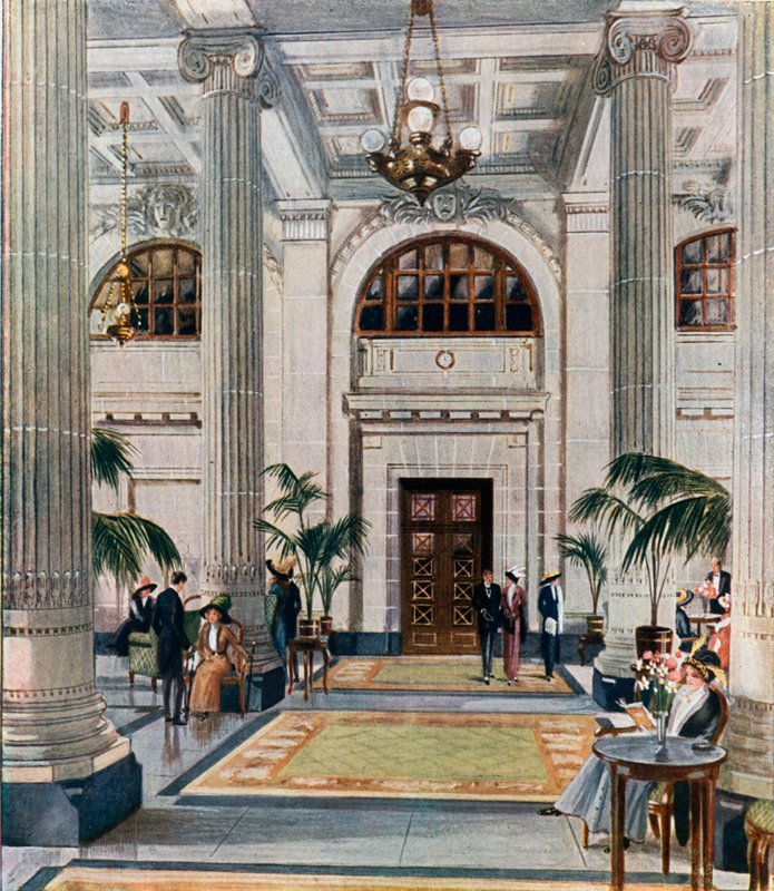 Hypostylhalle des New Midland Adelphi Hotels, Liverpool von English School