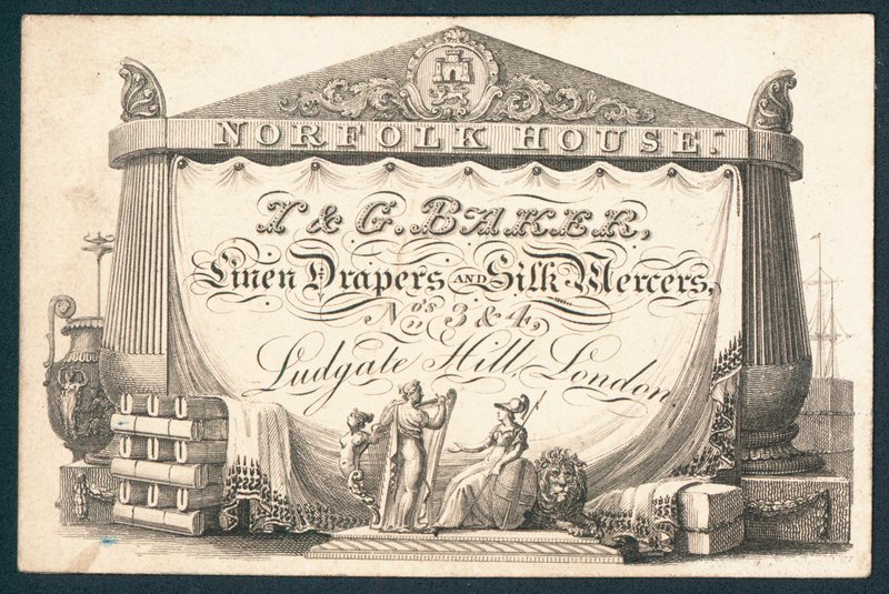 I & G Baker, Leinenhändler und Seidenkaufleute, Visitenkarte von English School