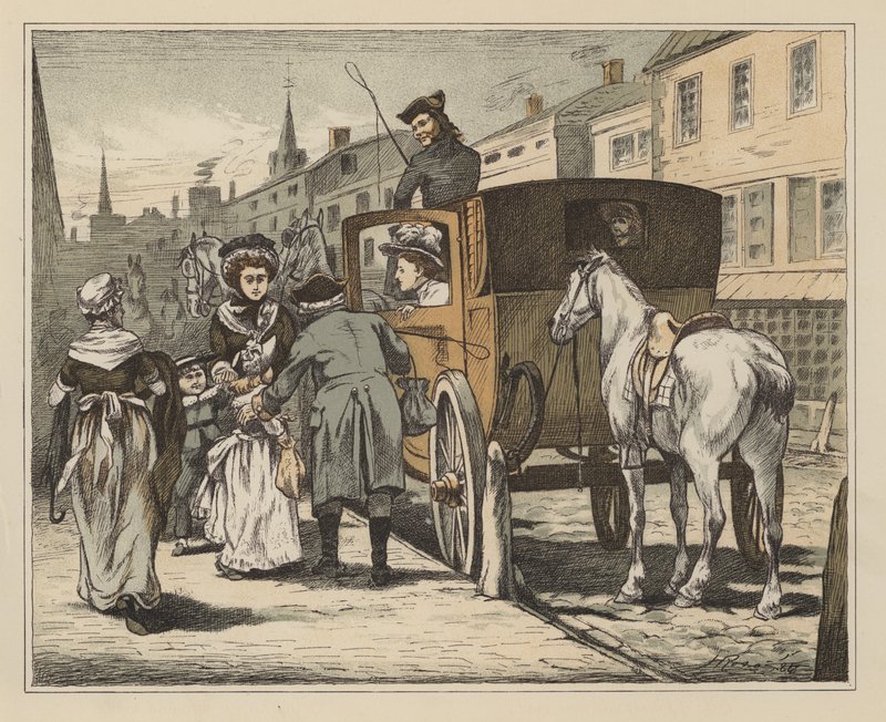 Illustration für Die unterhaltsame Geschichte von John Gilpin von William Cowper von English School
