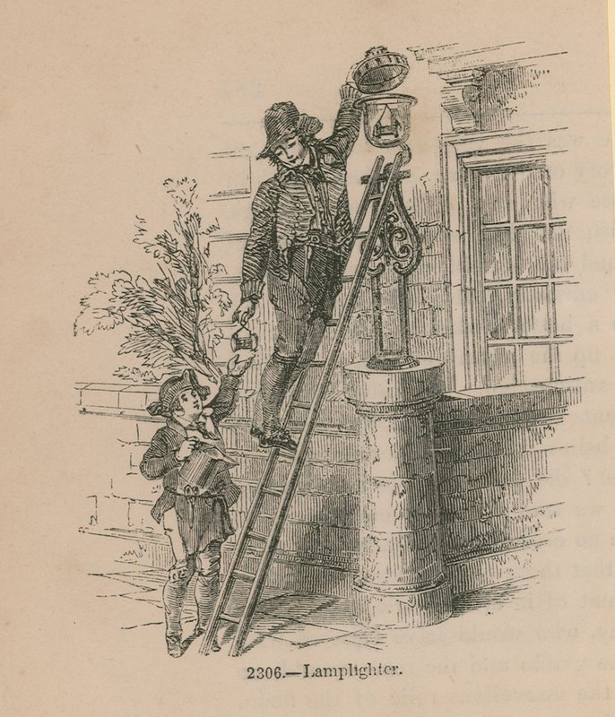 Illustration eines Laternenanzünders von English School