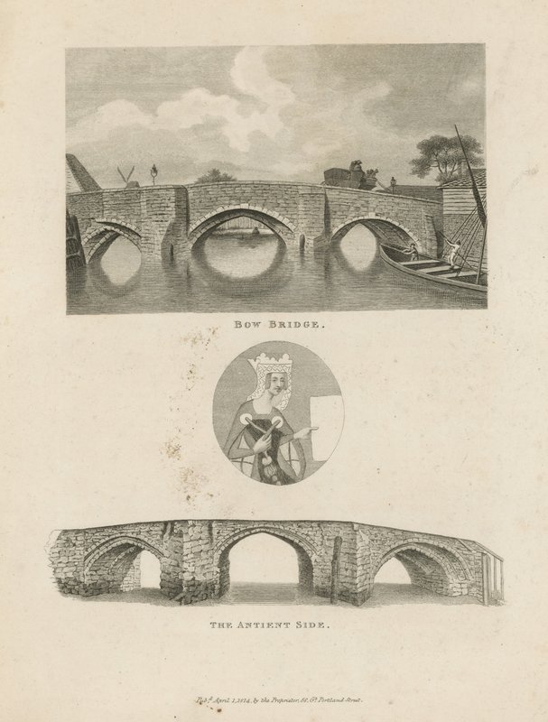 Illustrationen, die die Bow Bridge darstellen von English School